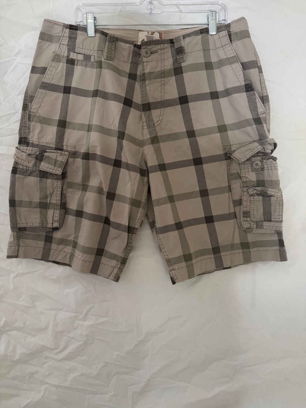 90’s Y2K OP Tan Plaid Cargo Shorts
